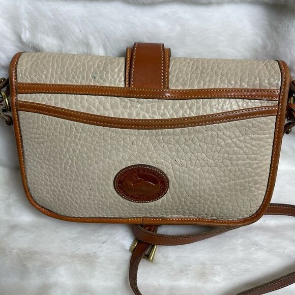 Dooney & Bourke vintage leather beige with tan trims and strap crossbody bag - Picture 6 of 15